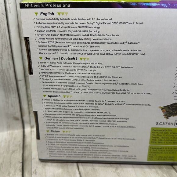 7.1 Multichannel Sound Dolby Digital support 24 Bit SC8768 - Picture 3 of 4